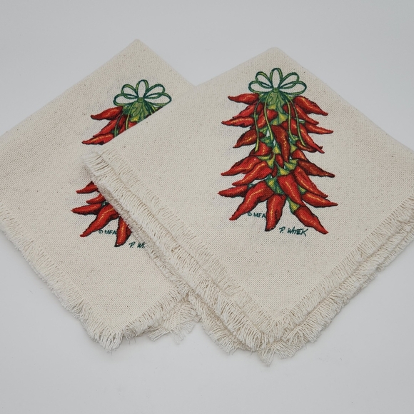 4 Woven Placemats and 4 Napkins "GRAND CANYON"CHILI PEPPERS  Artist Signed. New. - Picture 8 of 10